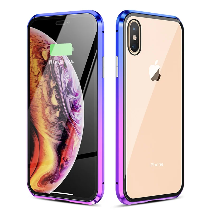 Градиентная Магнитная Адсорбция для iPhone X XS Max чехол из закаленного стекла назад
