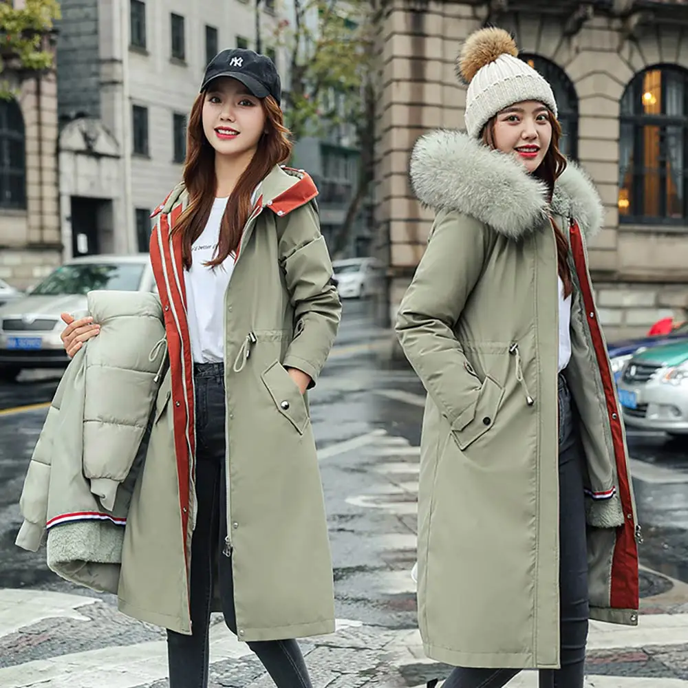 Vielleicht Fur Collar Long Hooded Parka 2021 New Winter Jacket Women Big Pocket Removable Wool Liner Three Ways Wear Winter Coat