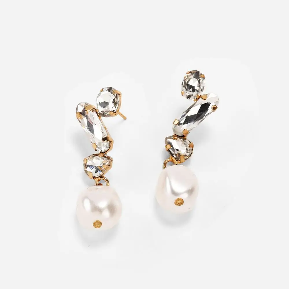 Женские серьги-капли ZA большие золотые висячие серьги с искусственным жемчугом и