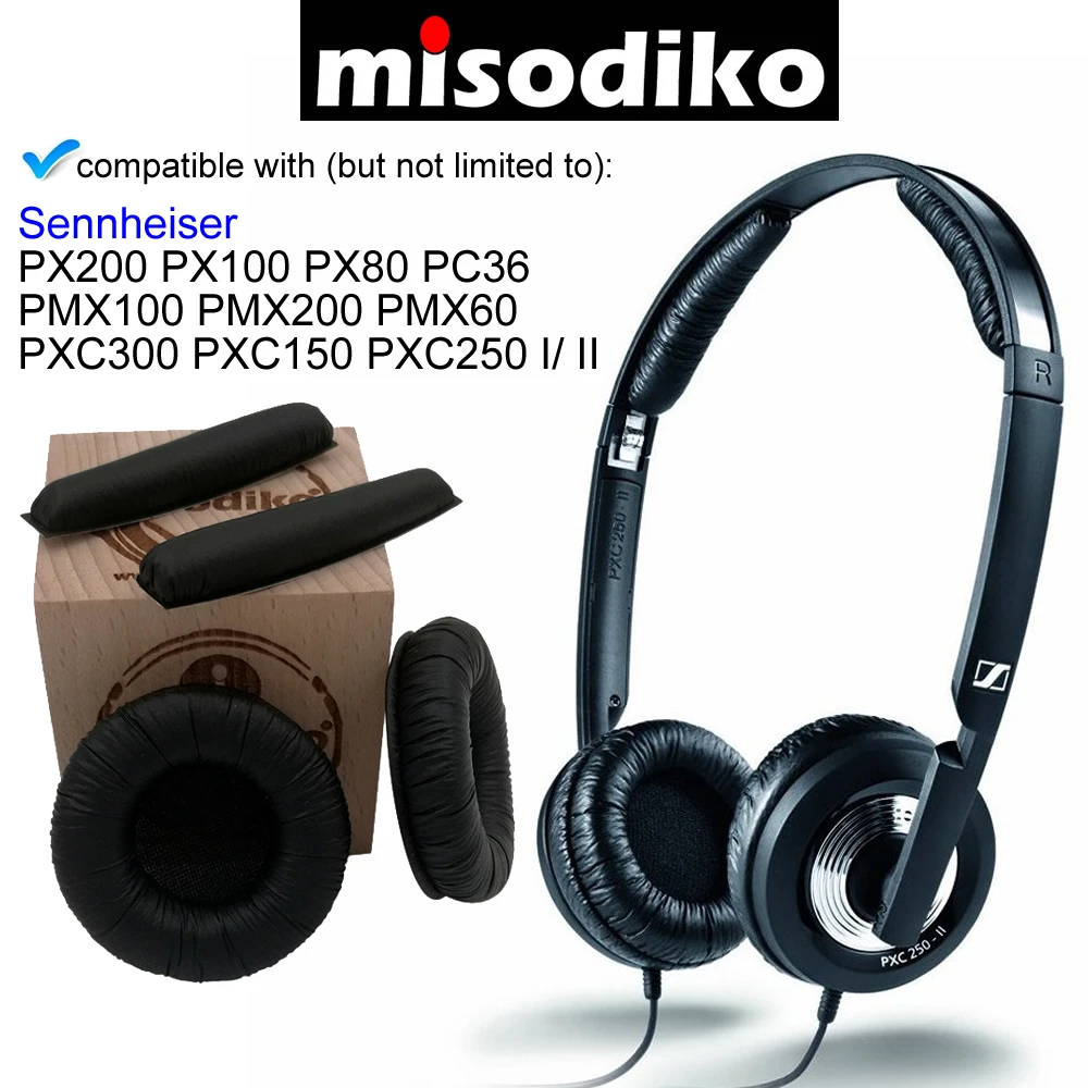 Комплект подушек misodiko для повязки на голову и ушей Sennheiser PX200/ PX100/ PX80/ PMX100/ PMX200/ PXC300/