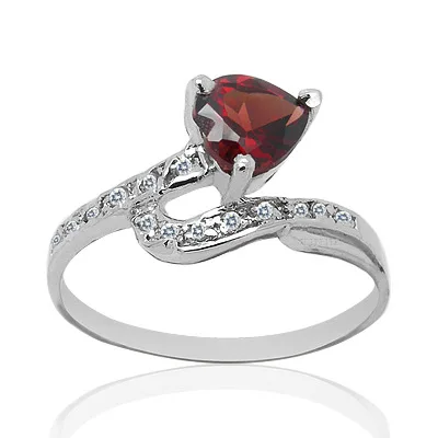 

Fashion Silver Snake Ring with Gemstone 6mm Natural Garnet Silver Ring for Daily Wear Solid 925 Silver Garnet Ring