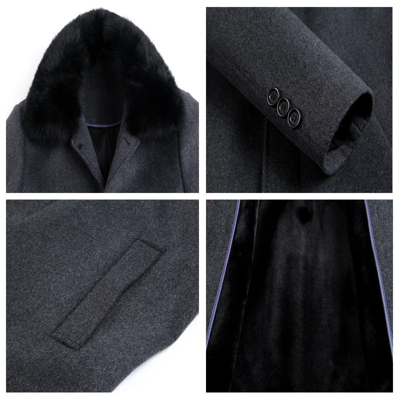 2021 Мужское шерстяное пальто Зимнее длинное Кашемировое Теплое кашемир бушлат