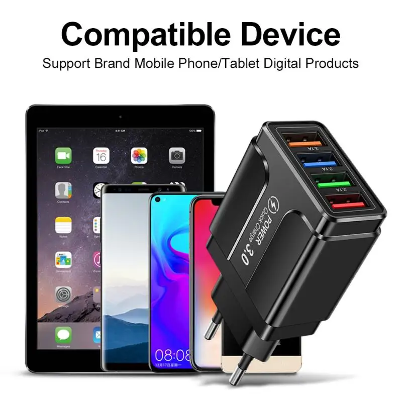 Зарядное устройство для путешествий iPhone 12 Xiaomi Huawei Tablet Portable EU/US/UK Plug 3.1A Butterfly 4 USB
