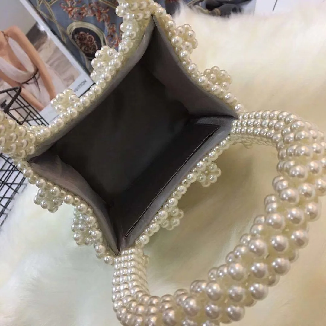 Жемчужная сумка для женщин с верхней ручкой женские сумки бусинами тоуты