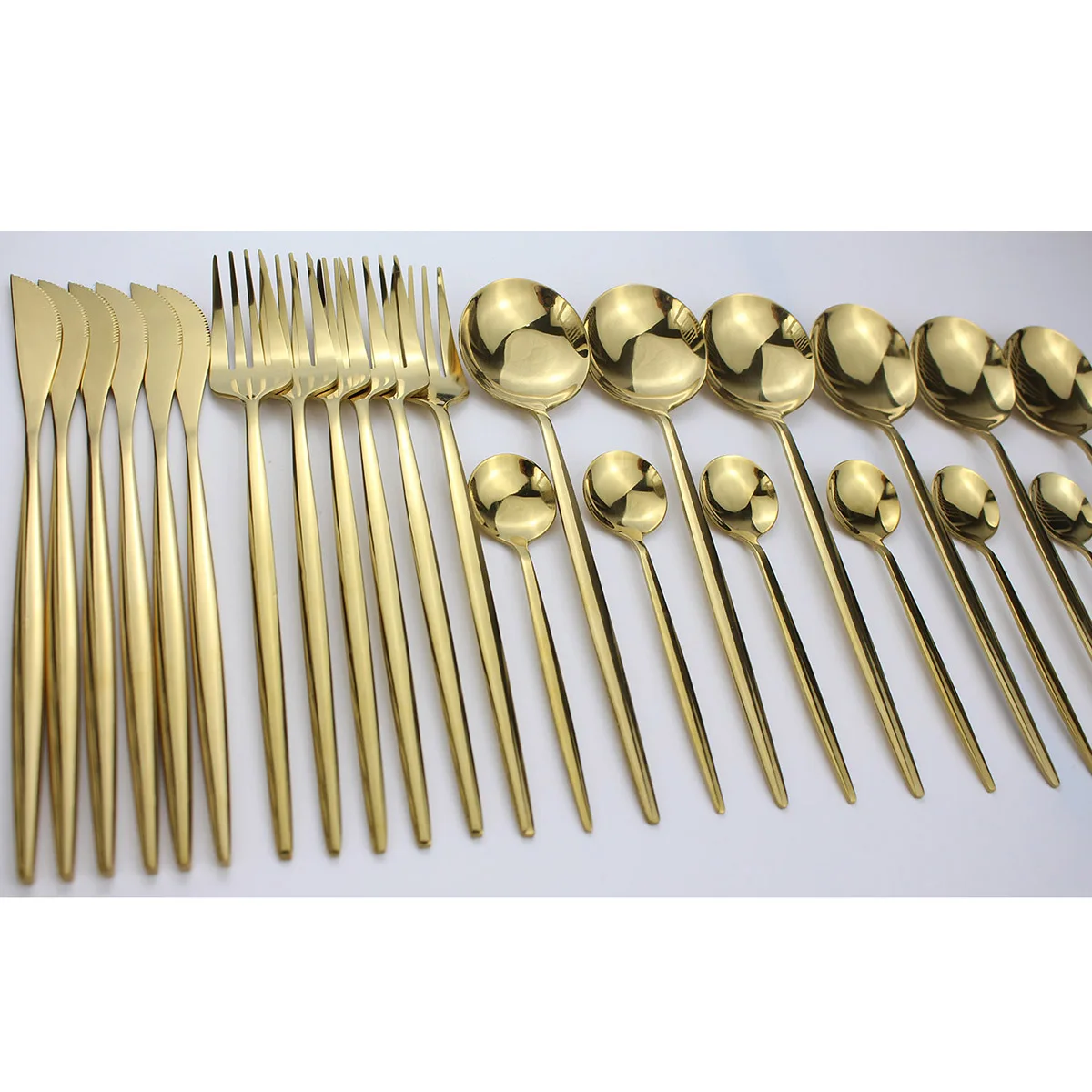 24 шт золотой набор посуды 304 из нержавеющей стали столовых приборов столовые