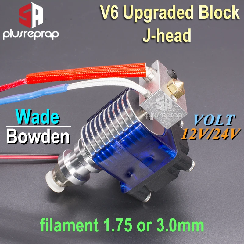 V6 J head 12/24V полностью металлический Hotend Уэйд или Боуден экструдер нагреватель