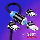 Магнитный кабель USB Type-C, Micro USB, с подсветкой, мобильный телефон дюйма