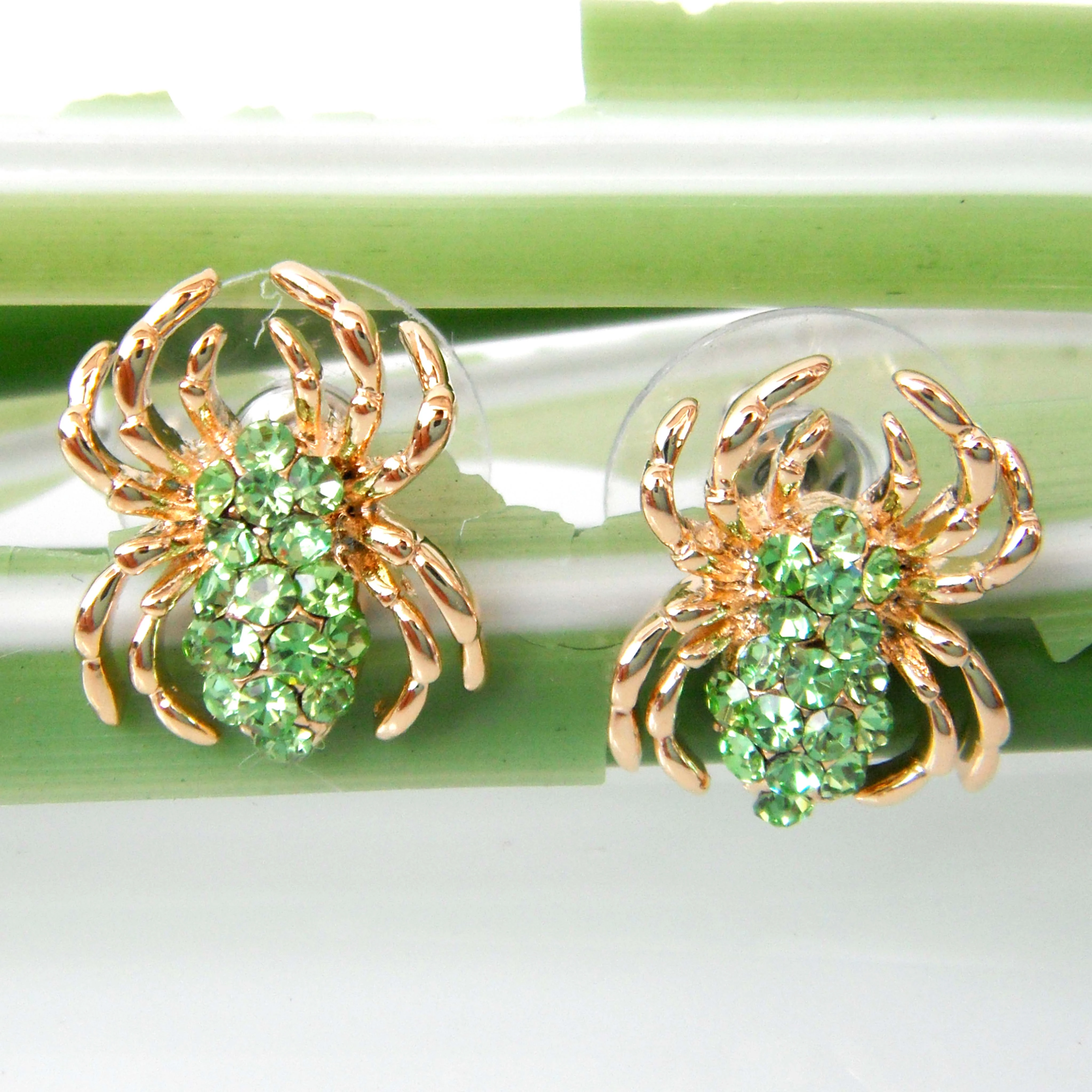 Зеленые прозрачные стразы Navachi Spider Tarantulas желтые серьги гвоздики SMT2603|earrings lips|earring