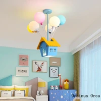cartoon creative flying roof hanging lamp led blue balloon hanging lamp for childrens rooms in boysand girls bedrooms