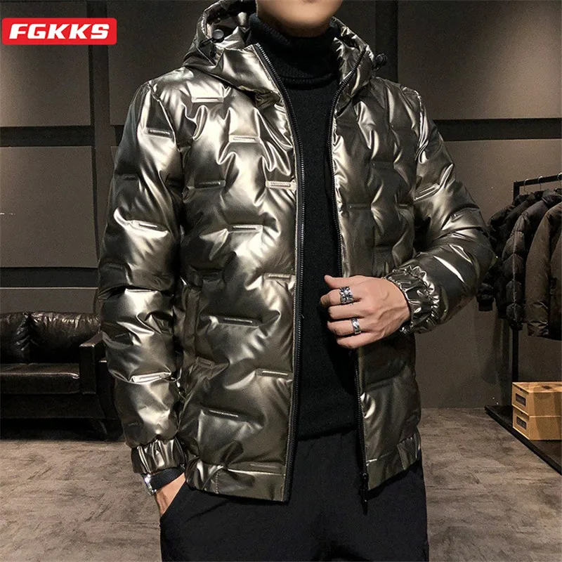 

FGKKS Winter New Men Hooded Down Jacket Trendy Brand Men Casual Down Jackets Warm Thick White Duck Down Coats Male