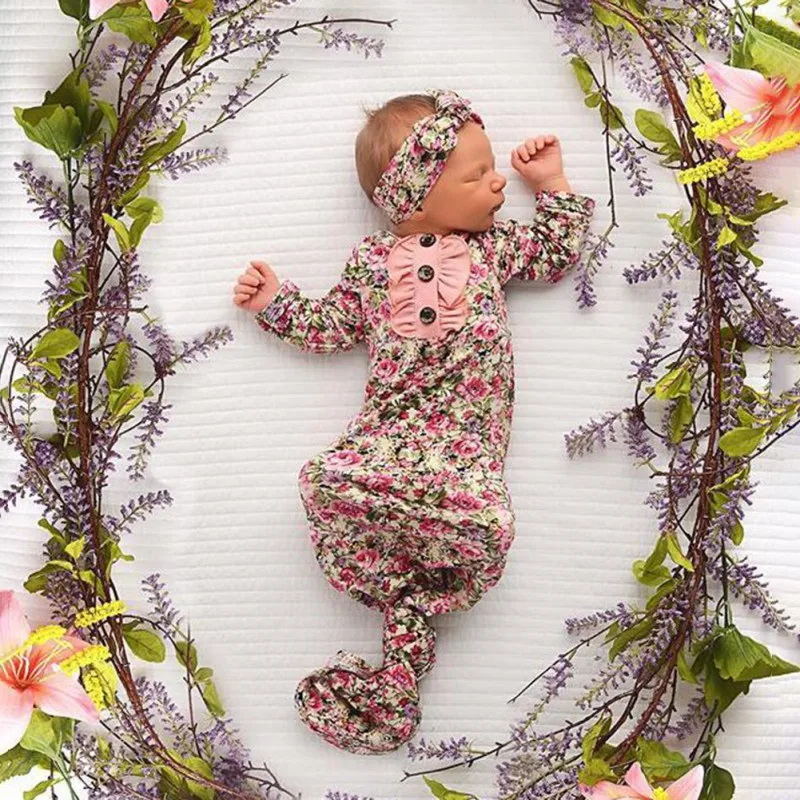 Infant Soft Sleep Bag Wrap Baby Clothes Sleeping Bag+Headband Boy Girl Swaddle Solid 2Pcs | Детская одежда и обувь