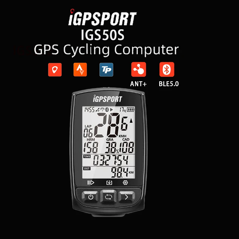

iGPSPORT IGS50S GPS Cycling Computer Wireless IPX7 Waterproof Bicycle Digital Stopwatch Speedometer ANT+ Bluetooth 5.0 Odometer