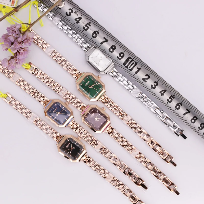 

Julius Women Watches JA- Stainless Steel Watch Band Bracelet Ladies Wrist Female Casual Clock Quartz Chain Rhinestones