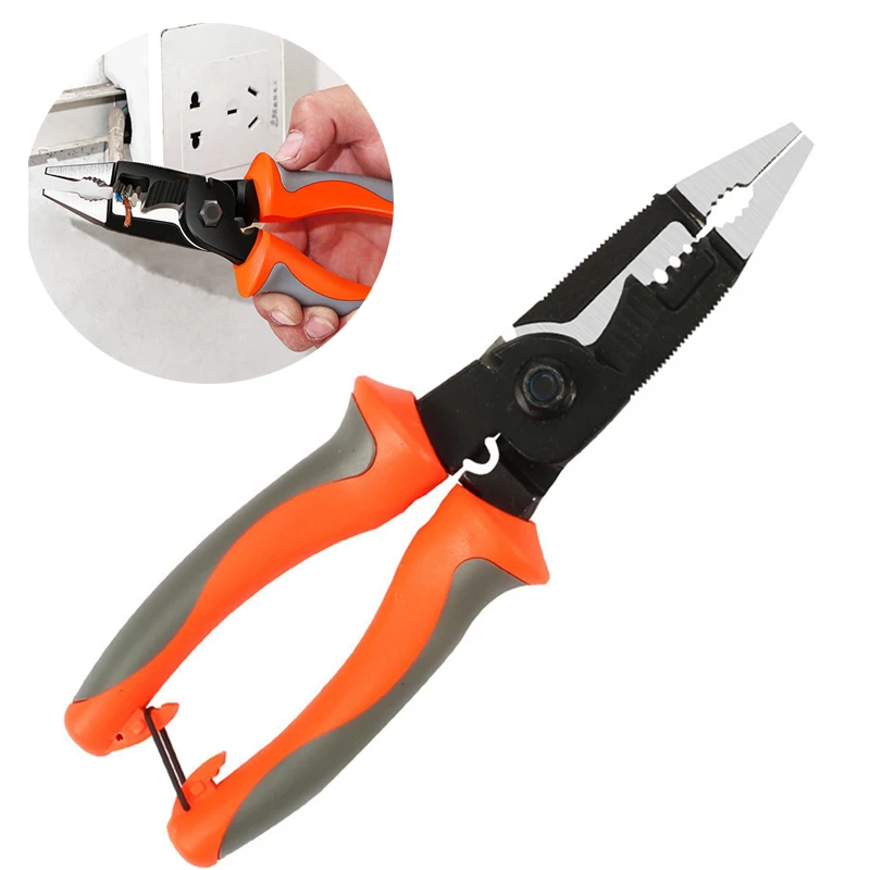 

6 in 1 Cable Wire Stripper Pliers Cutter Crimper 8Inch Automatic Stripper Electrician Tools Self Adjusting Wire Stripping Pliers