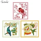 Набор для вышивки крестиком Joy Sunday, красные узоры с птицами, текстиль сделай сам, ручная вышивка, Набор для вышивки крестиком DMC