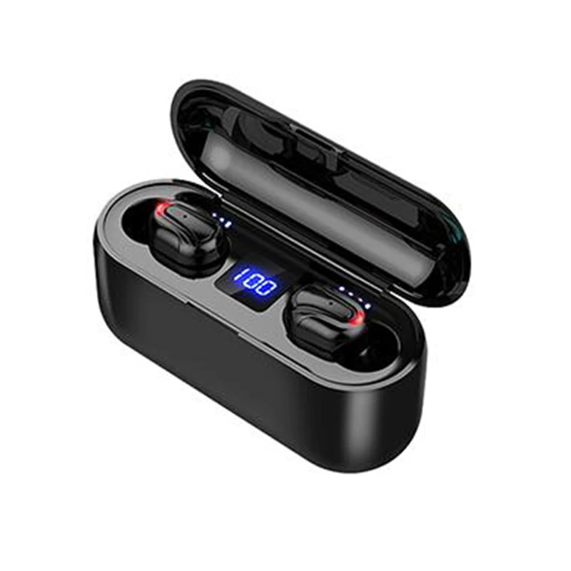 black Наушники беспроводные гарнитуры игровые Вкладные наушники с микрофоном TWS стерео Bluetooth наушники с шумоподавлением мини наушники для samsung - Цвет: black