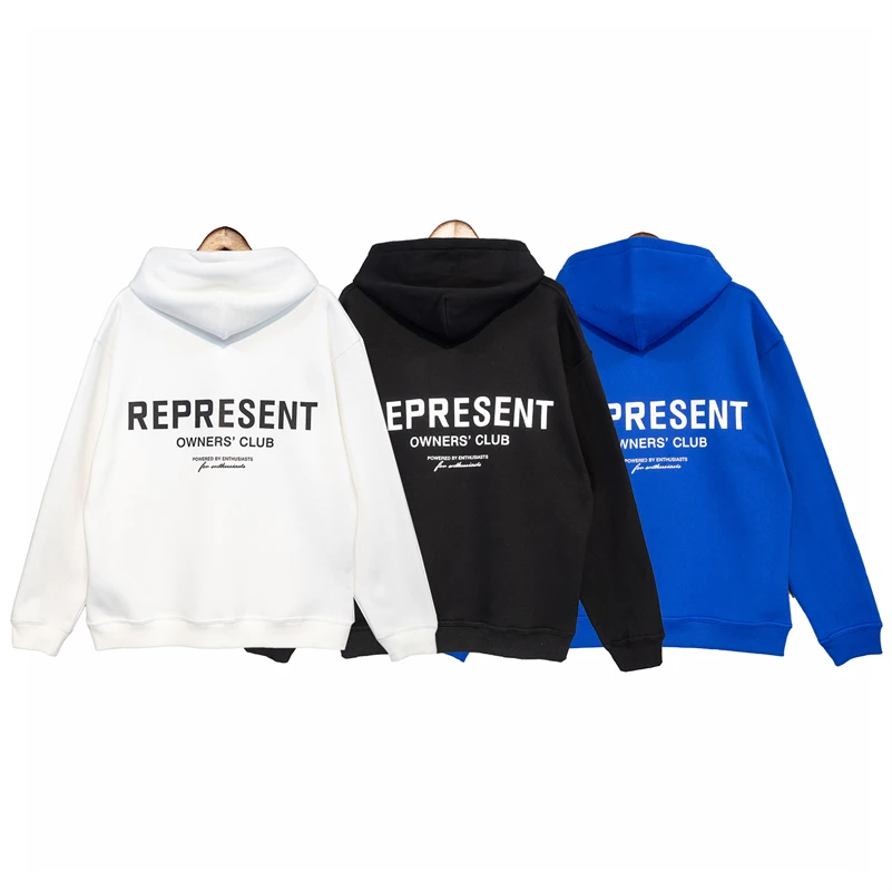 

Represent Hoodies Men Women High Quality Plush Fabric Sweatshirts European American Loose Version Pullovers