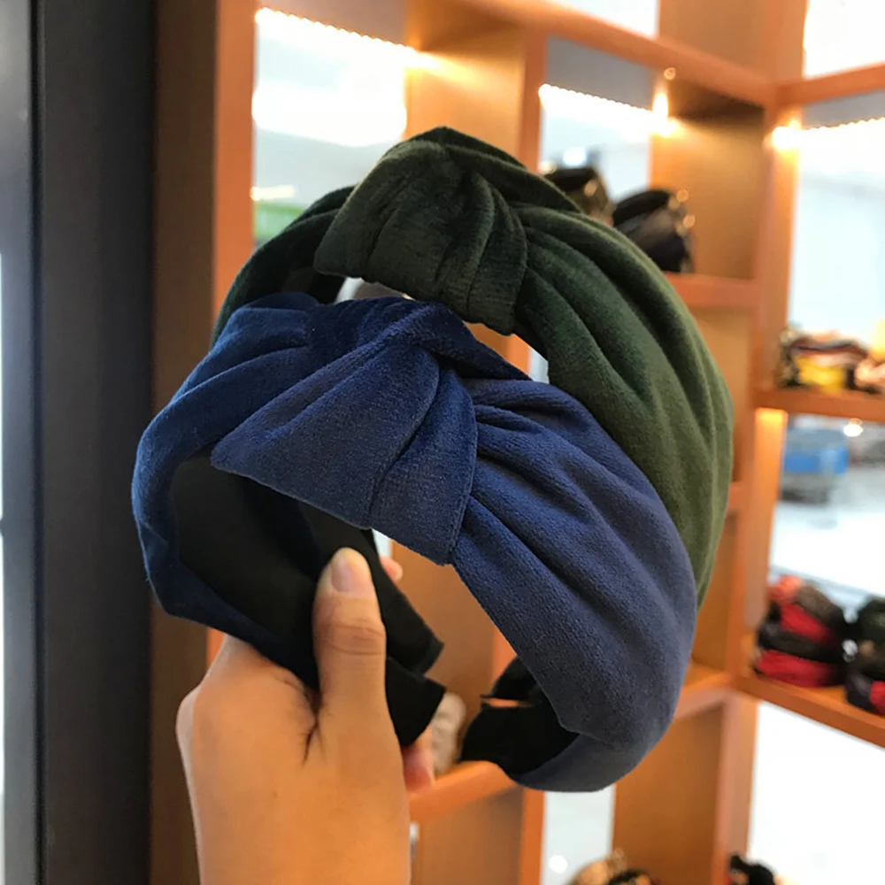 

Solid Color Knotted Headband For Women Fashion Soft Velvet Hairbands Girls Wide Hair Bands Hair Hoop Hair Accessories
