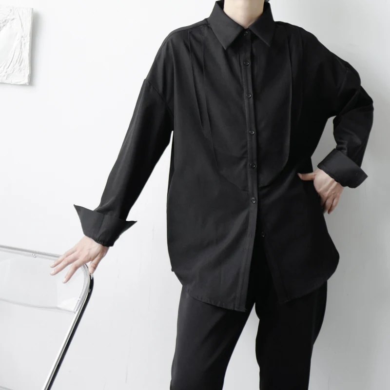 

Рубашка мужская классическая, винтажная тенниска для двора и офиса, модная нишевая Сорочка свободного кроя в Корейском стиле, Повседневная ...