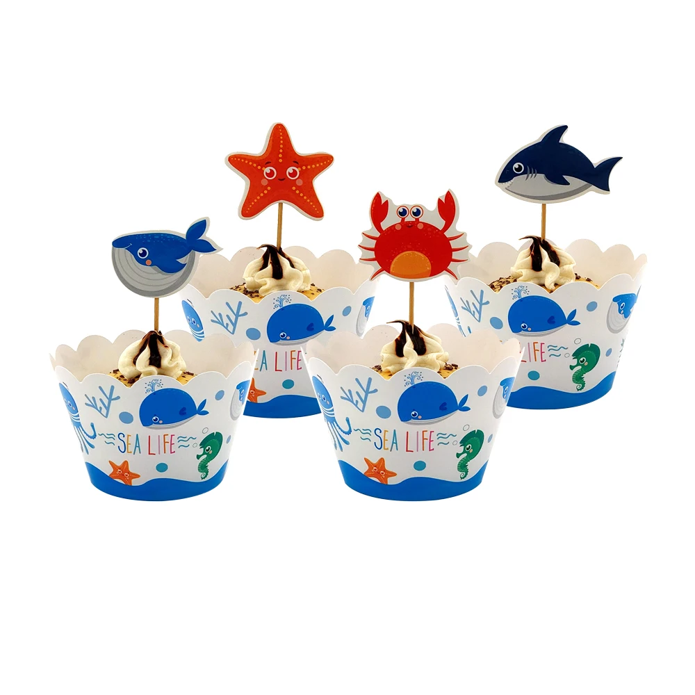 Детский день рождения океан посуда в виде животных праздничные атрибуты