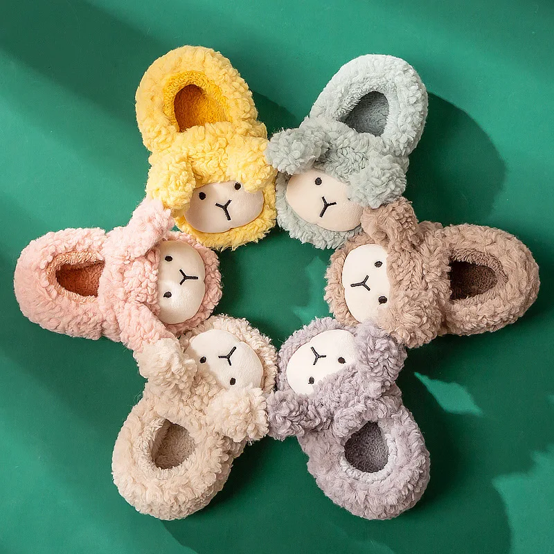 

Детские тапочки для малышей, Детская Хлопковая обувь с мультяшным принтом в виде лампы для девочек и мальчиков, пушистые шерстяные домашние...