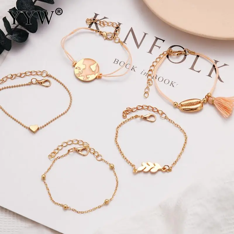 Модные 5 шт браслет набор нейлон хлопок шнур кисточкой элегантные женские