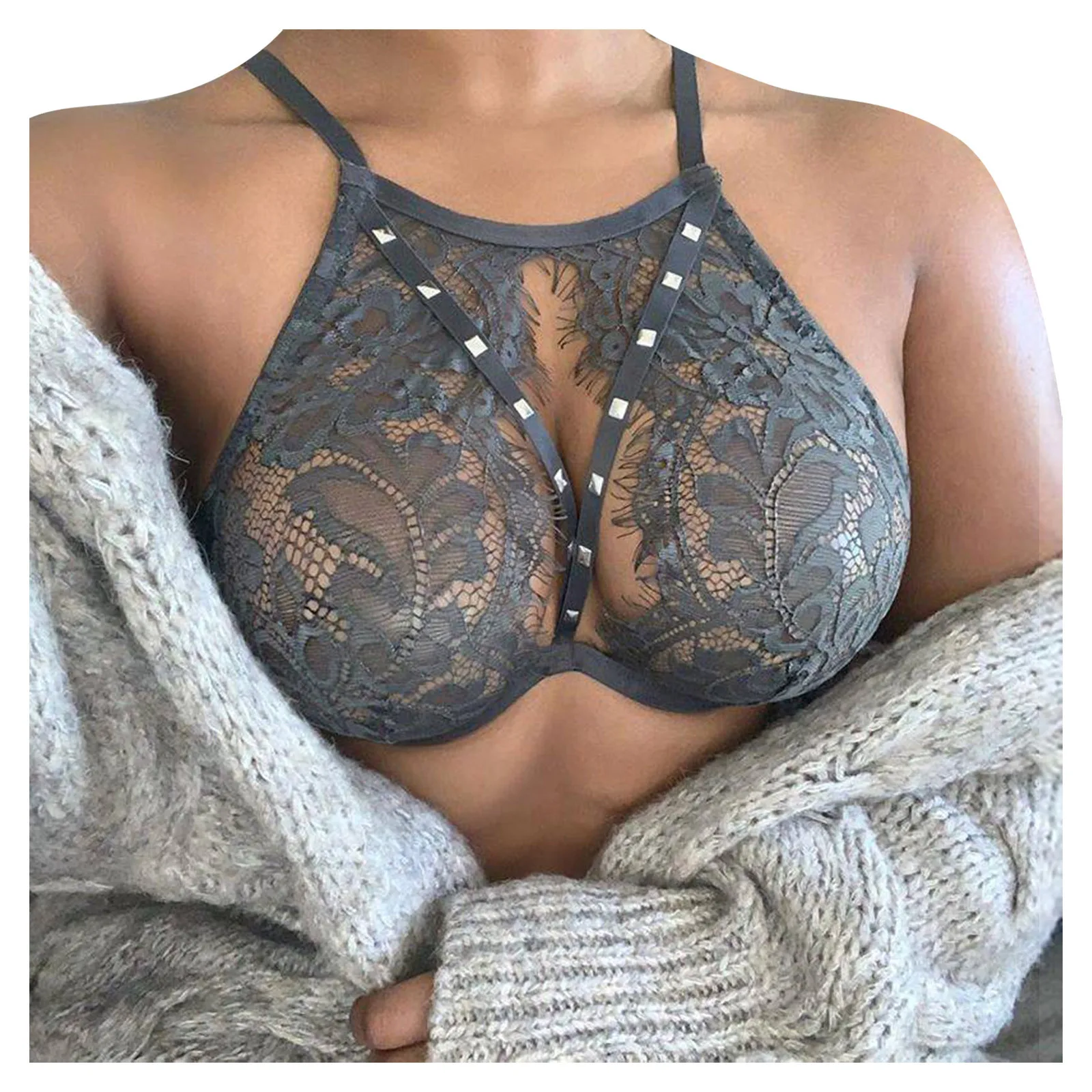

Fashion Women's Bra Strappy Hollow Out Bra Solid Color Hollow Lace Sexy Lingerie New Ladies underwear lingerie femme sexy Bra
