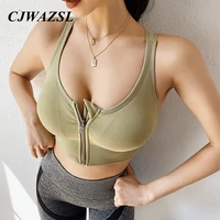 ladies yoga tops zipper sports bra high strength underwear running fitness vest gym workout shockproof yoga bra sportswear