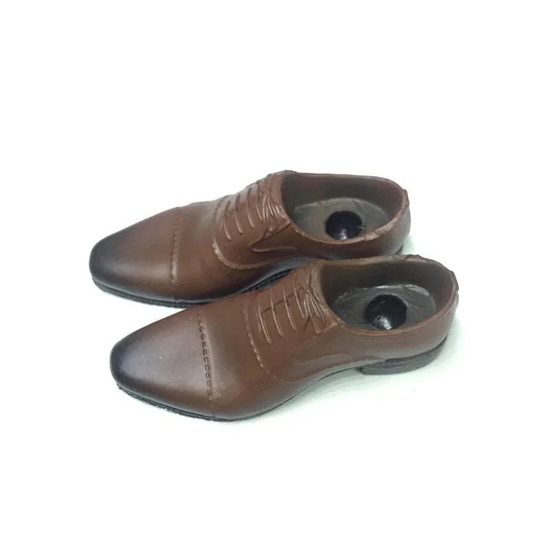 

Мужские кожаные туфли в масштабе 1/6, коричневые мужские однотонные резиновые туфли с костюмными туфлями, прямая Встроенная обувь для 12-дюйм...