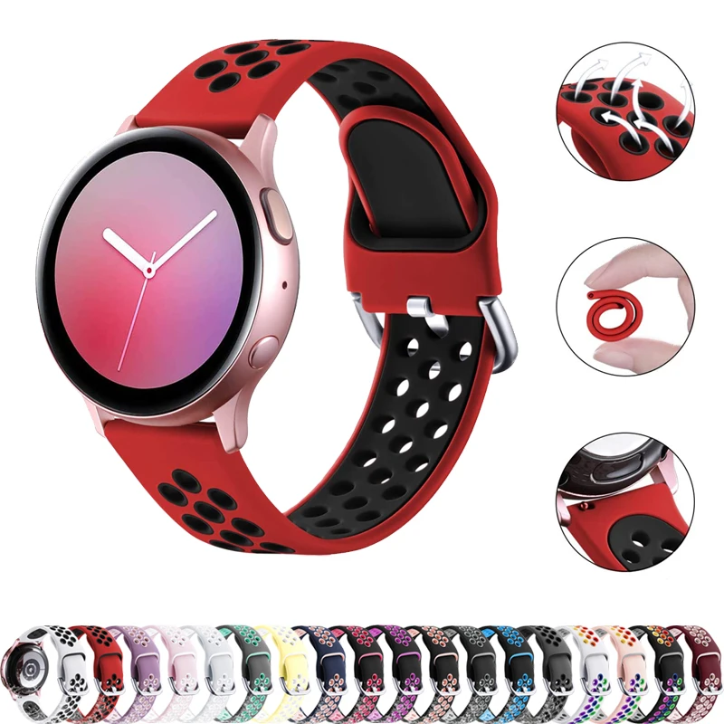 

20mm/22mm Band for Samsung Galaxy Watch Active 2 3 46mm 42mm Gear S3 S2 huawei gt 2 2e Huami Amazfit bip GTR silicone strap