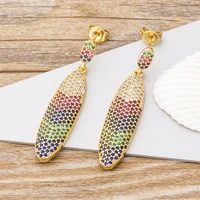 aibef new bohemian statement earrings pendant for women crystal geometric cz dangle drop gold color earrings fashion jewelry