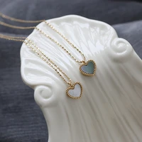 love necklaces for women stainless steel heart shape grey or white shell pendants necklace luxury trendy party 2021 jewellery