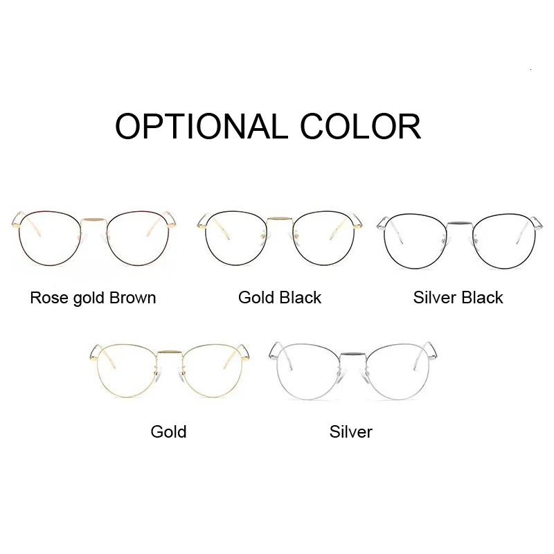 

Vintage Round Glasses Frame Women Brand Designer Metal Eyeware Clear Lens Optical Eyeglasses Anti-blue Light Computer Goggles