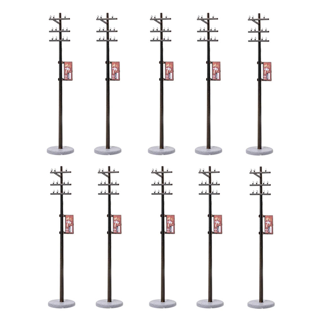 

10Pc 1/87 Mini Electric Line Pole for Train Park Scenery Layout HO Scale