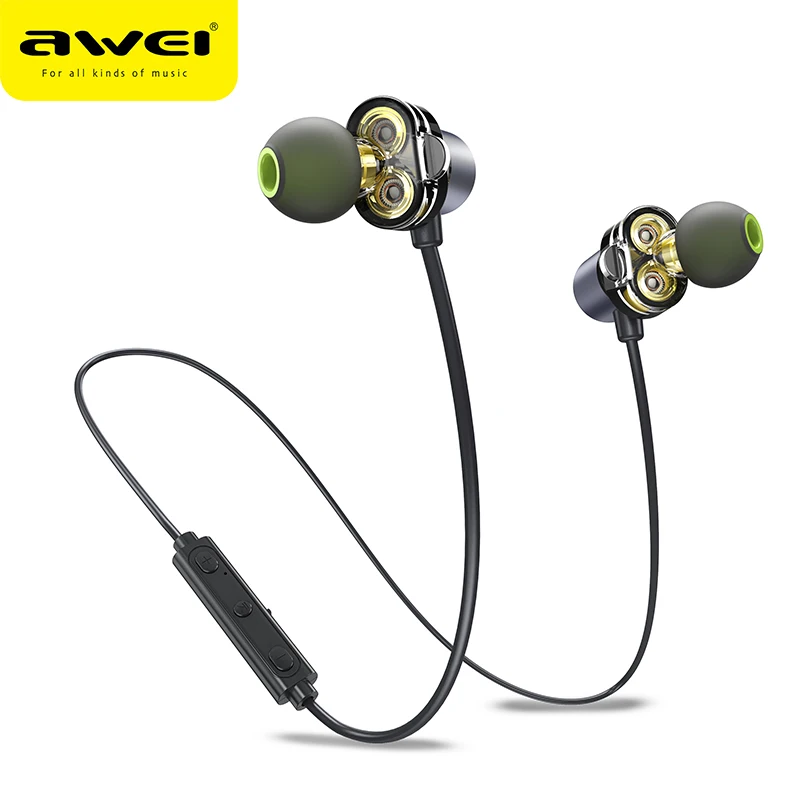 

AWEI X650BL Dual Drivers Bluetooth Sport Earphone In-ear Earbuds Neckband HD Deep Bass Sound Fone de ouvido Bluetooth With Mic