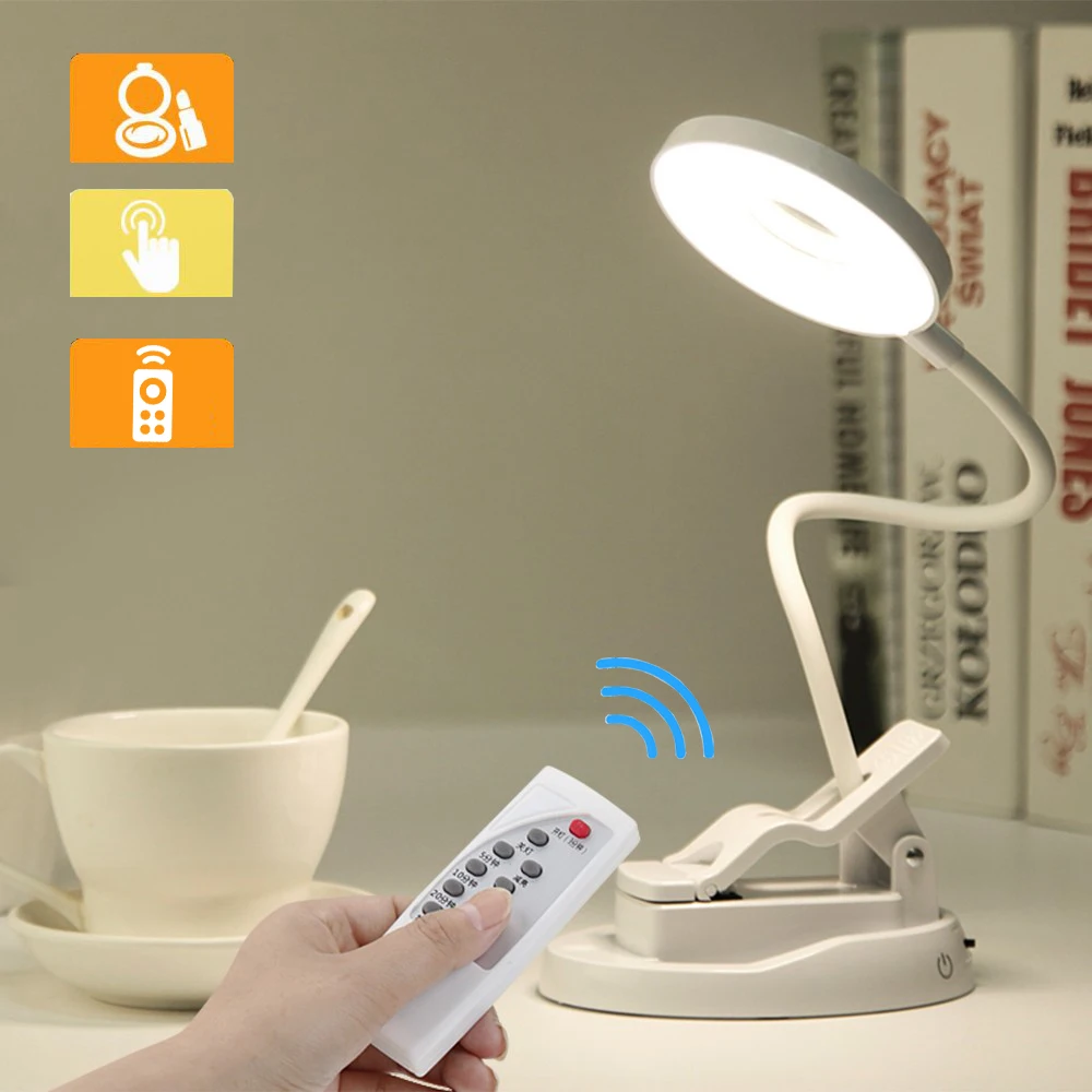 Светодиодный настольный светильник с зажимом и пультом дистанционного