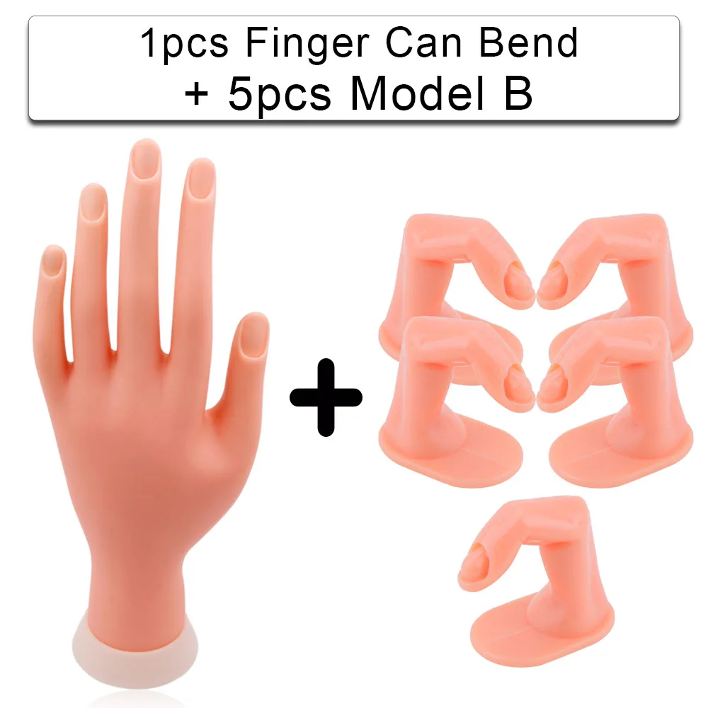 5pcs Set D 5/10 шт Искусственные ногти 1 шт ручные инструменты для маникюра и Практика пальцев Учебная модель Красота накладные ногти принтер арт гибкий мягкий инструменты - Цвет: 5pcs Set D