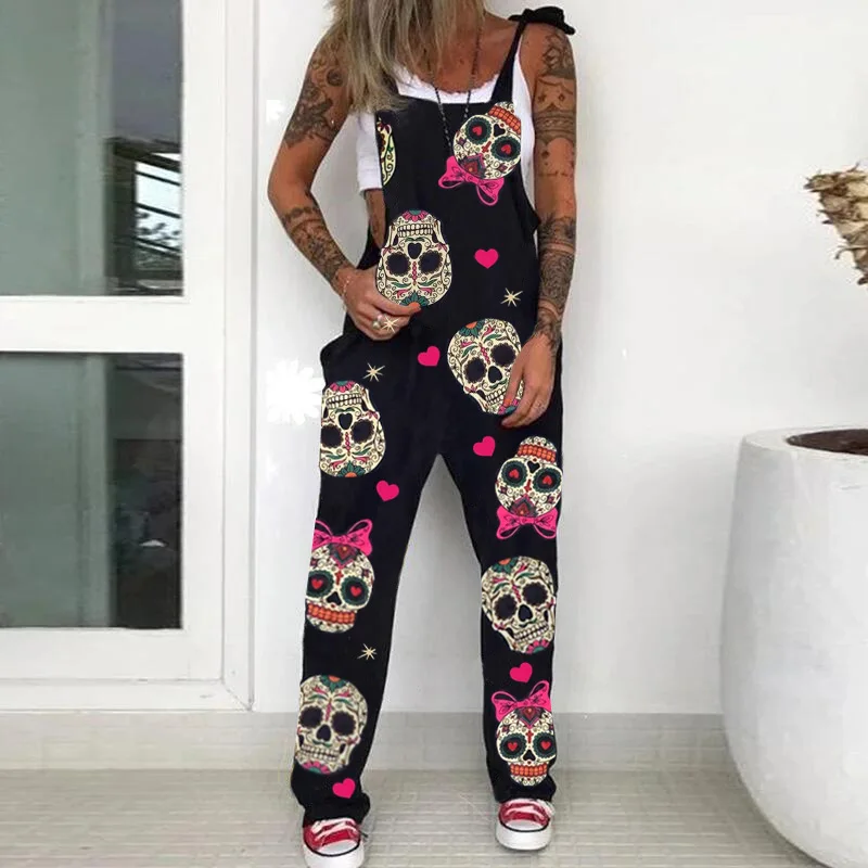 

New style jumpsuit printed plus size overalls trousers