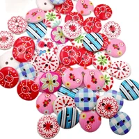 100 pcs 24l colorful wooden button mixed 2 hole flower natural sewing children buttons for scrapbooking clothes accessories