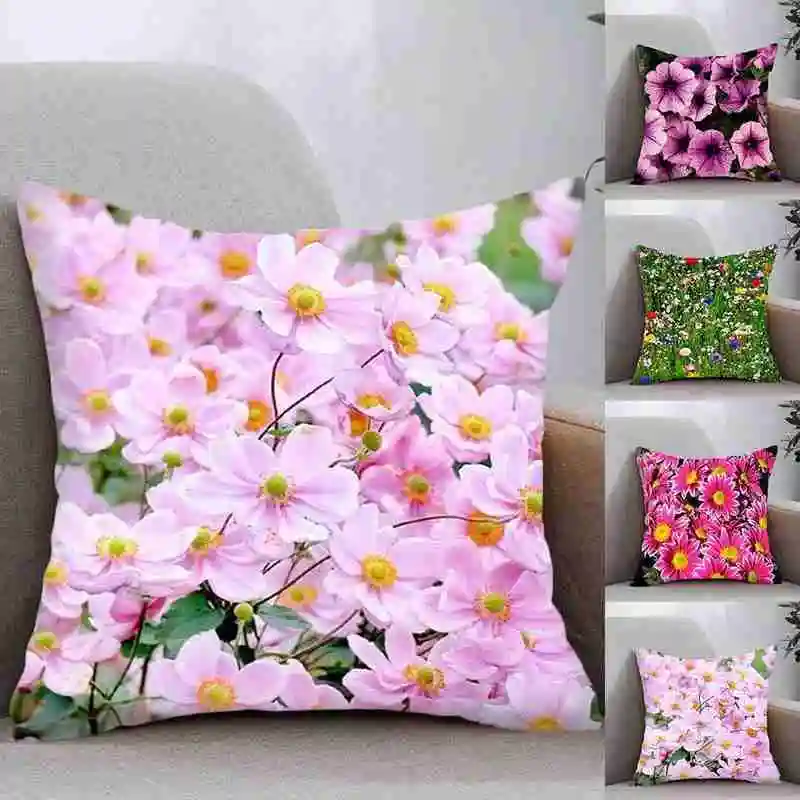 

Flower Pattern Decorative Art Cushion Cover Pillow Pillowcase Polyester 45*45 Throw Pillows Home Decor Pillow Cover