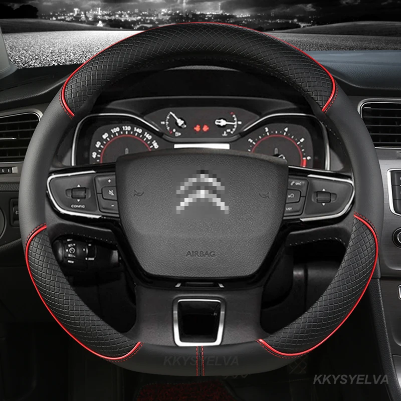 

Car Steering-Wheels Cover Leather 38cm 15" For Citroen C2 C4L C5 C-Elysee C-Triomphe C1 C4 C3-XR C3 AIRCROSS Auto Accessories