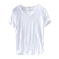 best seller t shirts men short sleeve 100pure cotton v neck top casual solid white tee male basic tshirts clothing