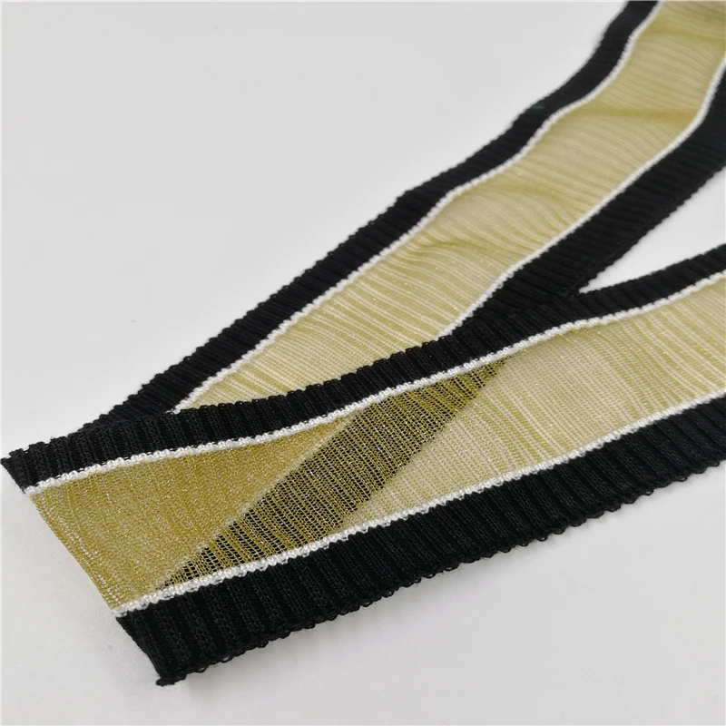 Black white yellow JIETAI 2*1 Репсовая ткань из хлопка с полиэстером вязаный органза смешанные Цвет Фул контраст Цвет тканевые аксессуары DIY воротник манжеты подолом на воротник - Цвет: Black white yellow