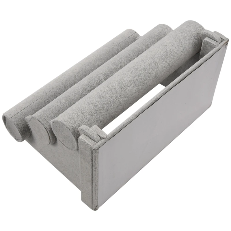 

Triple Bracelet Holder Jewelry Display Stand Watch Bangle Bar Necklace Storage Organizer Gray