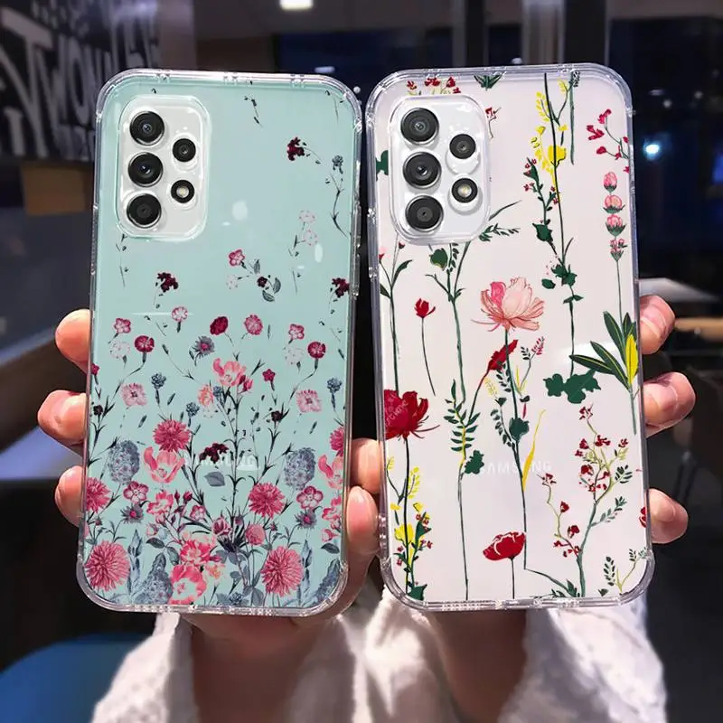 

Flowers bud art design Phone Case Transparent For Samsung Galaxy A S 8 9 10 12 20 21 40 50 52 51 70 71 2019 fe 5g ultra plus