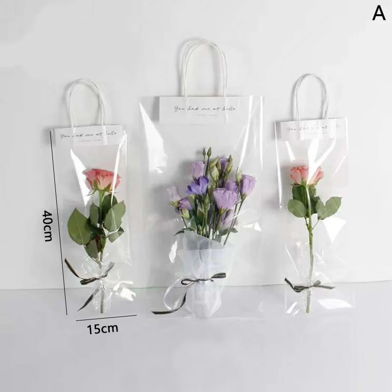 Mini Bouquet Cylinder Portable 1pc Round Flower Bucket Gift Storage Pvc Florist Bag Wedding Party Paper Box