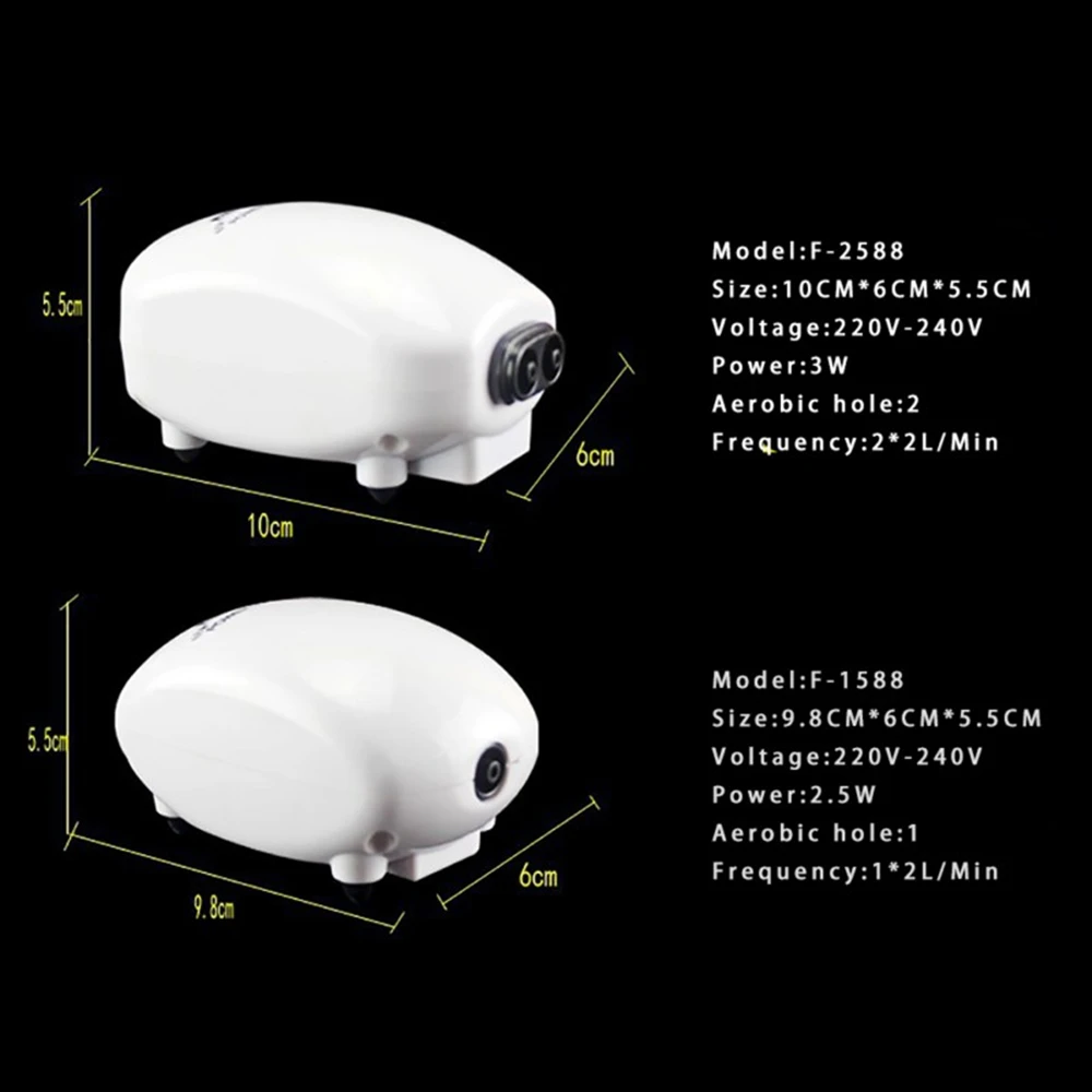 Бесшумный аквариумный воздушный насос мини компрессор кислородный один двойной