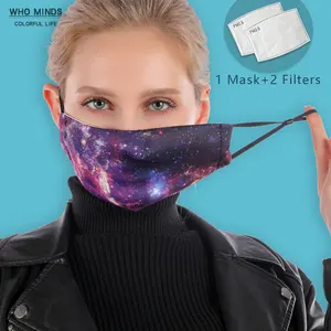 Многоразовая маска для лица Starry Sky, моющаяся, регулируемые ремни, маска для лица с фильтром PM2.5, защита от пыли, ветра, от гриппа