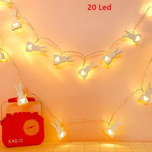 Type A 20LED 10 20LED милый деревянный кролик сказочная гирлянда светильник Свадебный декор - Цвет: Type A 20LED