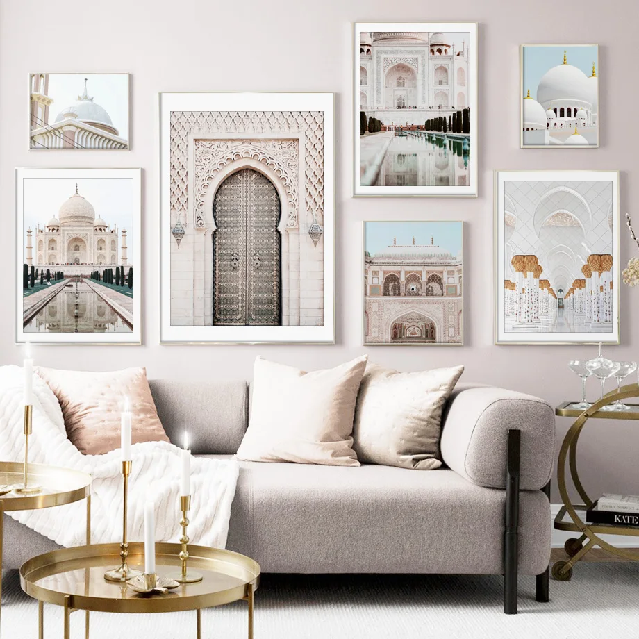 Классическое здание с марокканской дверью Taj Mahal скандинавские постеры и принты
